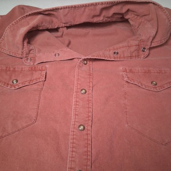 Vintage GAP Shirt Men XXL Salmon Pink Corduroy Western Wear Snap Up Long Sleeve - Picture 14 of 16